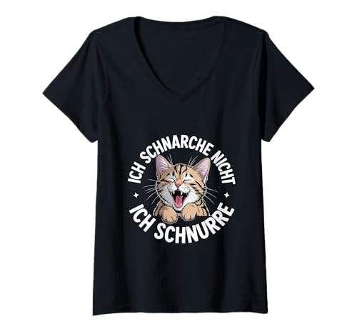 Damen Ich Schnarche Nicht Ich Schnurre Katze T-Shirt mit V-Ausschnitt von Katze Katzenliebhaber