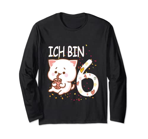 Ich bin 6 Kleine Katze - Geburtstag 6 Mädchen Katze Langarmshirt von Katze Mädchen zum 6. Geburtstag