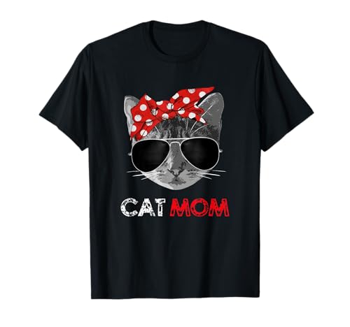 Katze Mutter Cat Mom BW T-Shirts Damen Muttertag Cat Mom T-Shirt Schwarz S Klassisch Halbarm Crew Neck Polyester 100% T-Shirt von Katze Mutter Cat Mom BW T-Shirts