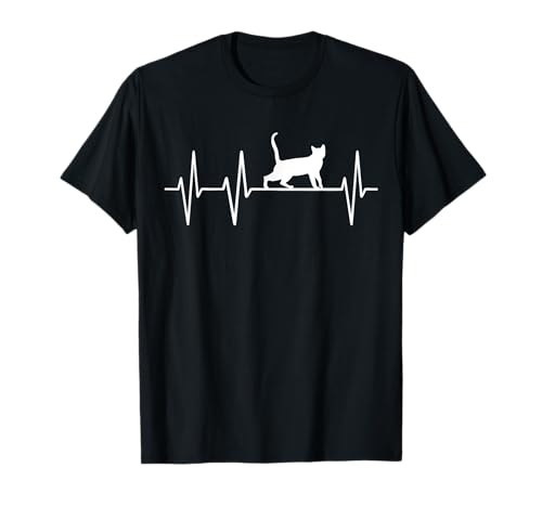 Kater Katze Kätzchen Heartbeat Herzschlag Katzen Outfit T-Shirt Kater Katze Kätzchen Heartbeat Herzschlag Katzen Outfit T-Shirt von Katzen Männer Frauen Kinder Bekleidung Accessoires