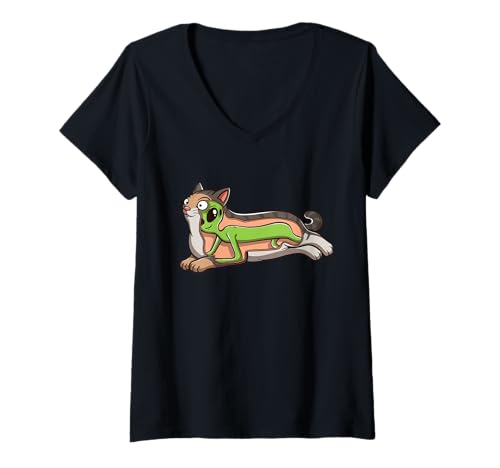 Damen Katzen Funny Katze Tricks T-Shirt mit V-Ausschnitt Damen Katzen Funny Katze Tricks T-Shirt mit V-Ausschnitt von Katzen Funny Katze Tricks Shop