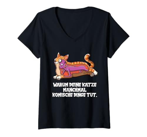 Damen Katzen Funny Katze Tricks T-Shirt mit V-Ausschnitt Damen Katzen Funny Katze Tricks T-Shirt mit V-Ausschnitt von Katzen Funny Katze Tricks Shop