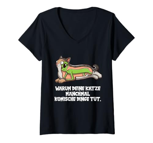 Damen Katzen Funny Katze Tricks T-Shirt mit V-Ausschnitt Damen Katzen Funny Katze Tricks T-Shirt mit V-Ausschnitt von Katzen Funny Katze Tricks Shop
