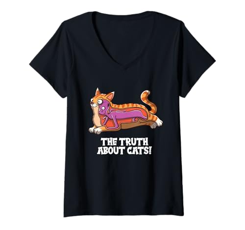 Damen Katzen Funny Katze Tricks T-Shirt mit V-Ausschnitt Damen Katzen Funny Katze Tricks T-Shirt mit V-Ausschnitt von Katzen Funny Katze Tricks Shop