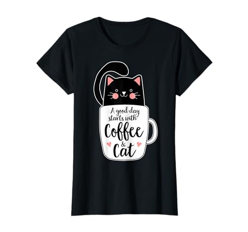 Kaffee Katze Frauen Lustiges Schwarze Katzen T-Shirt Kaffee Katze Frauen Lustiges Schwarze Katzen T-Shirt von Katzen Geschenke für Frauen