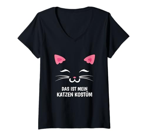 Damen Das Ist Mein Katzen Kostüm Party Karneval Fasching T-Shirt mit V-Ausschnitt Damen Das Ist Mein Katzen Kostüm Party Karneval Fasching T-Shirt mit V-Ausschnitt von Katzen Kostüm Shirts by FreakyS
