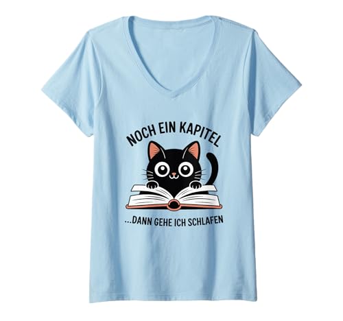 Damen Katze EIN Kapital lesen dann gehe ich schlafen Bücher Katzen T-Shirt mit V-Ausschnitt Damen Katze EIN Kapital lesen dann gehe ich schlafen Bücher Katzen T-Shirt mit V-Ausschnitt von Katzen Lesen Bücher Schlafoutfit
