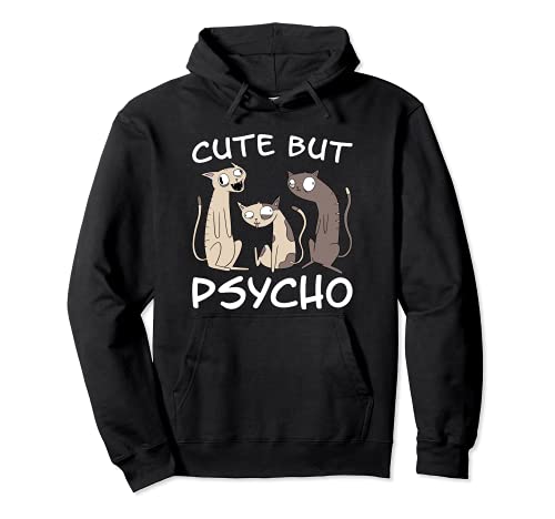 Katze Spruch – Cute But Psycho - Katzen Mama Kätzchen Katzen Pullover Hoodie von Katzen Mama Katzen Papa Katzen Kätzchen Spruch