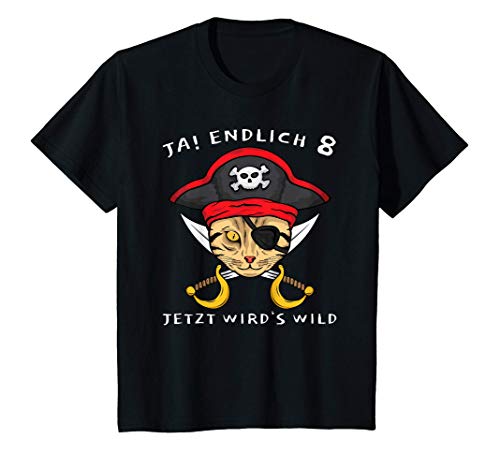Kinder 8.Geburtstag Pirat Katze Jetzt Wird's Wild Jungen Geschenk T-Shirt Kinder 8.Geburtstag Pirat Katze Jetzt Wird's Wild Jungen Geschenk T-Shirt von Katzen Piraten & 8. Kinder Geburtstag Acht Jahre