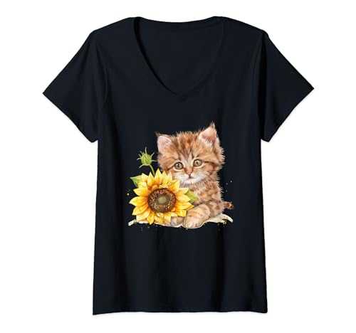 Damen Katzen, Katze, Cat, Katzenliebhaber, Katzenmotiv, Katzen T-Shirt mit V-Ausschnitt Damen Katzen, Katze, Cat, Katzenliebhaber, Katzenmotiv, Katzen T-Shirt mit V-Ausschnitt von Katzen Tshirt Damen, Katzen Merch, Schlaf tshirt