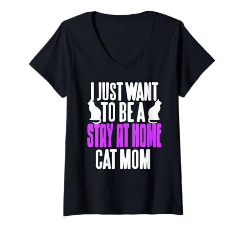 Damen Lustige Zuhause Katzenmama Humor für Tierfreunde T-Shirt mit V-Ausschnitt Damen Lustige Zuhause Katzenmama Humor für Tierfreunde T-Shirt mit V-Ausschnitt von Katzenfans und Lustige Lebensstil Liebhaber