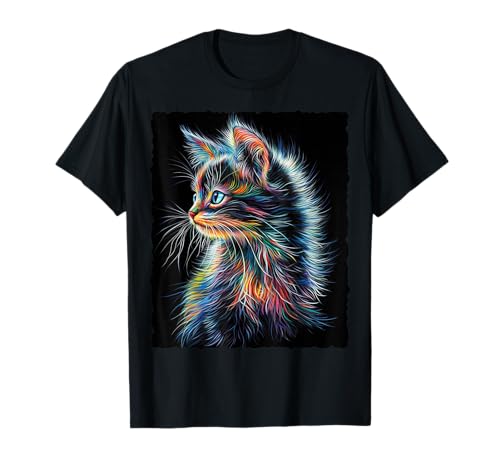 Süße bunte Baby Katze Fantasy Kunst T-Shirt von Katzenliebhaber Fantasy Katzen Design