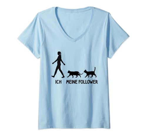 Damen Lustiges Ich Meine Follower Katzen Spruch Kitten Idee Katze T-Shirt mit V-Ausschnitt Damen Lustiges Ich Meine Follower Katzen Spruch Kitten Idee Katze T-Shirt mit V-Ausschnitt von Katzenliebhaber Katzenmama & Katzenpapa Outfis