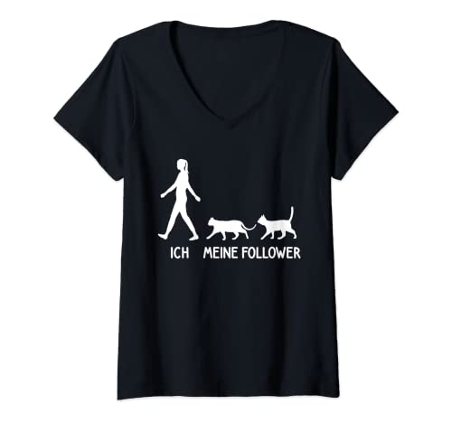 Damen Lustiges Ich Meine Follower Katzen Spruch Kitten Idee Katze T-Shirt mit V-Ausschnitt Damen Lustiges Ich Meine Follower Katzen Spruch Kitten Idee Katze T-Shirt mit V-Ausschnitt von Katzenliebhaber Katzenmama & Katzenpapa Outfis