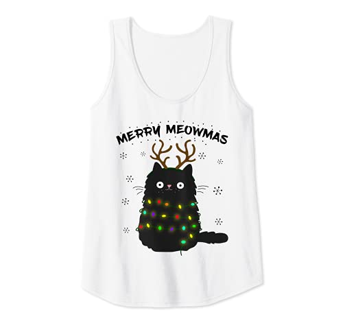 Damen Merry Meowmas lustige Christmas Katze Meow Rentier Kostüm Tank Top Damen Merry Meowmas lustige Christmas Katze Meow Rentier Kostüm Tank Top von Katzenmama Ugly Cat Geschenk Motiv Weihnachten