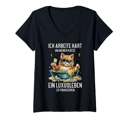 Damen Katzen Geschenk lustige Sprüche für Katzenfan T-Shirt mit V-Ausschnitt Damen Katzen Geschenk lustige Sprüche für Katzenfan T-Shirt mit V-Ausschnitt von Katzenshirt Spruch für Katzenliebhaber