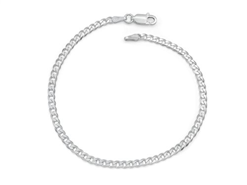 Damen-Armband Panzerarmband 925 Sterling Silber rhodiniert 3mm breit Länge wählbar 16,5 17 18 18,5 19 19,5 20 21 22 24cm Panzerkette anlaufgeschützt Armkette (24) von Kauf-mich-weg