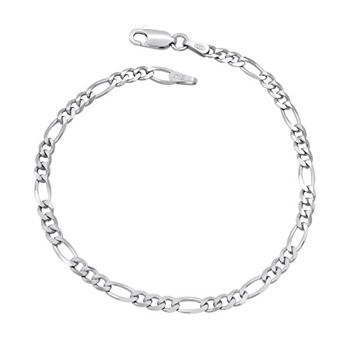 Figaro Armband 925 Sterling Silber rhodiniert 3,5mm breit Länge wählbar 16 16,5 17 17,5 18 18,5 19 19,5 20 20,5 21 21,5 22 cm Figarokette Silberkette Armkette Armkettchen anlaufgeschützt (20,5) von Kauf-mich-weg