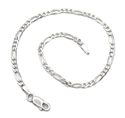 Figaro Armband 925 Sterling Silber rhodiniert 3mm breit Länge wählbar 17 17,5 18 18,5 19 19,5 20 21 21,5 cm Figarokette Silberkette Armkette Armkettchen anlaufgeschützt (19) von Kauf-mich-weg