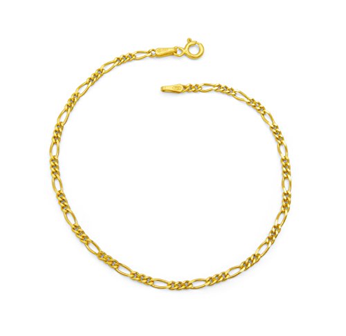 Figaro Armband 925 Sterling Silber vergoldet 2,3mm breit Länge wählbar 17 17,5 18 19 cm Silberkette Figarokette Gold Armkettchen Damen (18) von Kauf-mich-weg