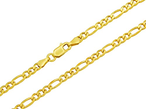 Kauf-mich-weg Figarokette 925 Sterling Silber vergoldet 3,5mm breit Länge wählbar 45 50 55 60 cm Silberkette Halskette Gold Kette Damen (45) von Kauf-mich-weg