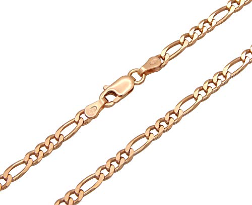 Kauf-mich-weg Figarokette 925 Sterling Silber rose vergoldet 3,5mm breit 45cm lang Silberkette Halskette rosé Kette Damen von Kauf-mich-weg