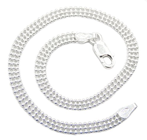 Kugelarmband 925 Sterling Silber 3-reihig 4,4mm breit 19cm lang Kugelkette Silberkette Armkettchen Armband von Kauf-mich-weg