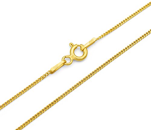 Kauf-mich-weg Panzerkette 925 Sterling Silber vergoldet 1,0mm breit Länge wählbar 36 40 45 50 55 60 cm Silberkette Gold Halskette Kette Damen Herren (45) von Kauf-mich-weg