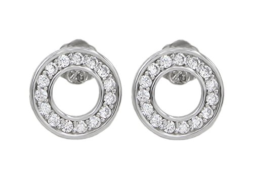 Ohrstecker Kreis 925 Sterling Silber rhodiniert 30 Zirkonia Ohrringe Damen von Kauf-mich-weg