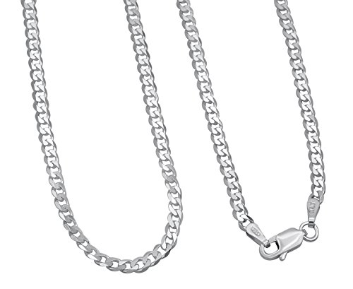 Panzerkette 925 Sterling Silber rhodiniert 3mm breit Länge wählbar 45 50 55 60 cm Silberkette anlaufgeschützt Halskette Kette Damen Herren (60) von Kauf-mich-weg