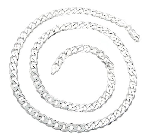 Kauf-mich-weg Panzerkette ECHT 925 Sterling Silber 6,7mm breit Länge wählbar 55-60 cm Silberkette Halskette Kette (55) von Kauf-mich-weg