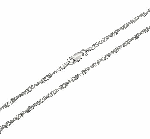 Singapurkette 925 Sterling Silber rhodiniert 2,4mm breit Länge wählbar 45 50 55 60 cm Silberkette anlaufgeschützt Halskette Kette Damen (45) von Kauf-mich-weg