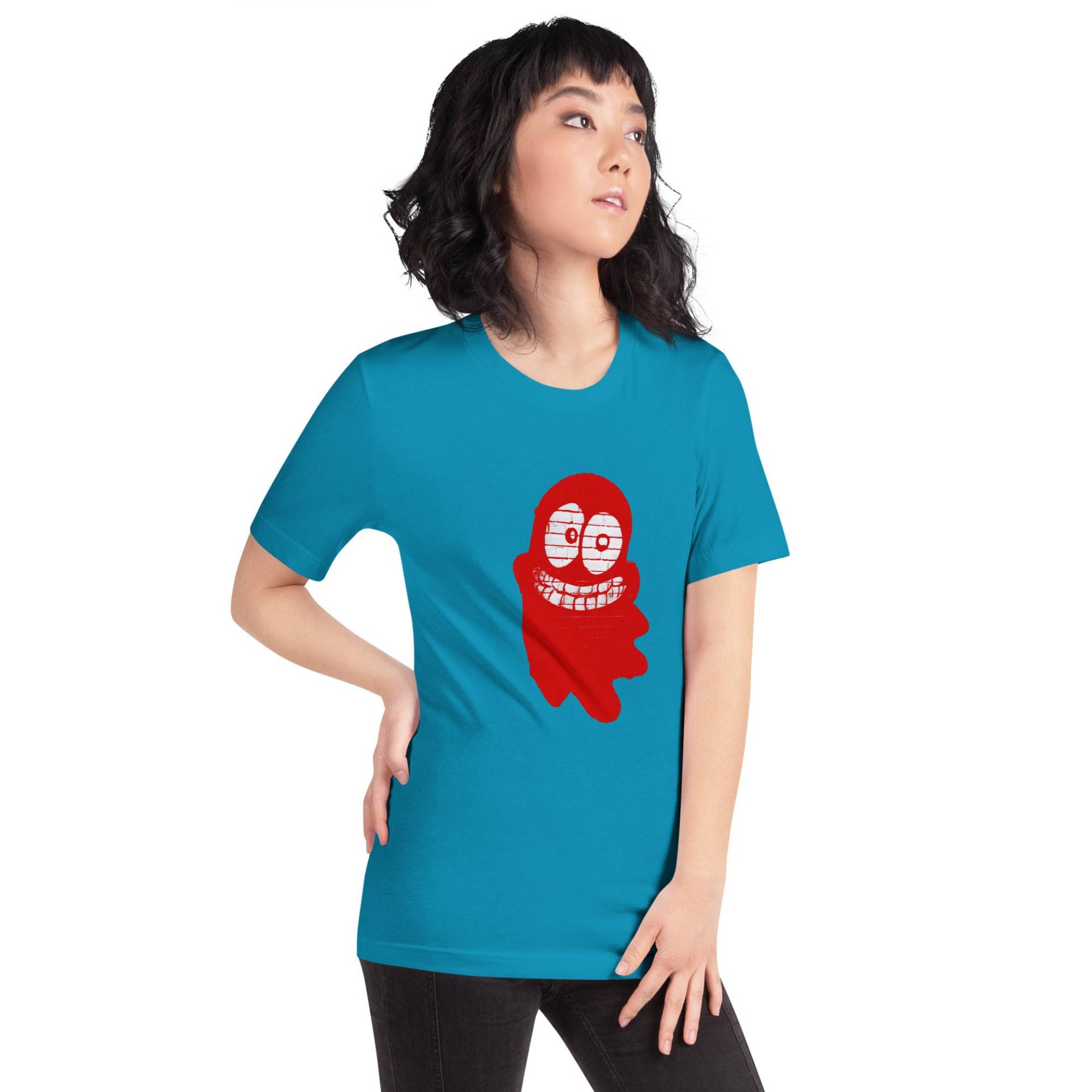 Unisex-T-Shirt - Lachender, Freundlicher Geist in Rot Unisex-T-Shirt - Lachender, Freundlicher Geist in Rot von KaufIchDesigns