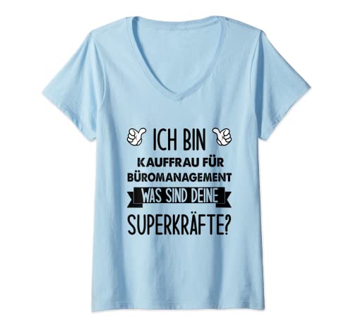 Damen Bin Kauffrau für Büromanagement Was Sind Deine Superkräfte T-Shirt mit V-Ausschnitt Damen Bin Kauffrau für Büromanagement Was Sind Deine Superkräfte T-Shirt mit V-Ausschnitt von Kauffrau für Büromanagement Geschenke Für Frauen