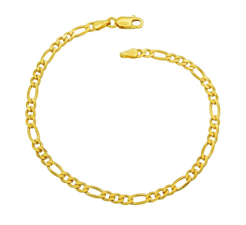 Figaro Armband 925 Sterling Silber Vergoldet 3, 5mm Breit Länge Wählbar 17 18 19 20 21 cm Figarokette Silberkette Armkette Armkettchen Gold von KaufmichwegbyBellaT