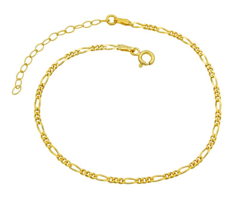 Fußkettchen Figarokette 925 Sterling Silber Vergoldet 2, 3mm Breit 20-25 cm Lang Fußkette Armkette Anklet Nickelfrei Gold Damen von KaufmichwegbyBellaT