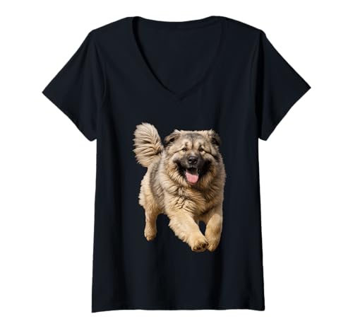 Damen Kaukasische Owtscharka T-Shirt mit V-Ausschnitt von Kaukasischer Owtscharka Dog