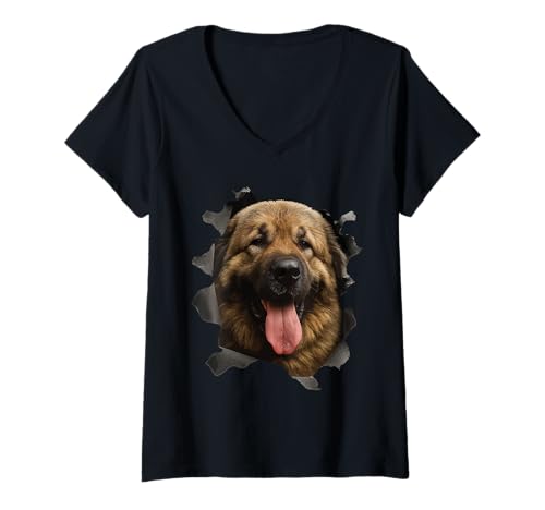 Damen Kaukasische Owtscharka T-Shirt mit V-Ausschnitt Damen Kaukasische Owtscharka T-Shirt mit V-Ausschnitt von Kaukasischer Owtscharka Dog