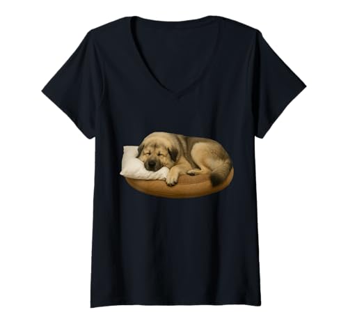Damen Kaukasische Owtscharka T-Shirt mit V-Ausschnitt von Kaukasischer Owtscharka Dog