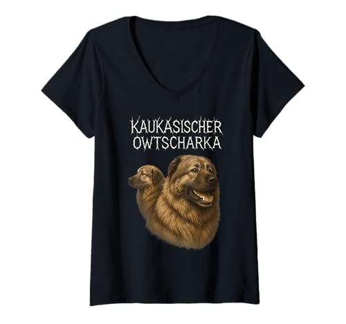 Damen Kaukasische Owtscharka T-Shirt mit V-Ausschnitt von Kaukasischer Owtscharka Dog