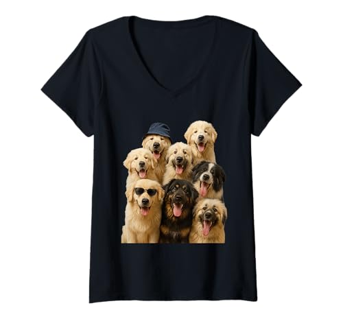 Damen Verrückter Kaukasischer Owtscharka T-Shirt mit V-Ausschnitt von Kaukasischer Owtscharka Dog