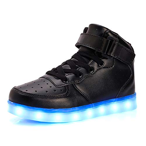 Kauson 7 Farben LED High-Top Schuhe USB Aufladen Leuchtschuhe Licht Blinkschuhe Leuchtende Sport Sneaker Light up Wasserdicht Laufschuhe Gymnastik Turnschuhe Damen Herren Unisex Kinder Shoes 25-46EU von Kauson