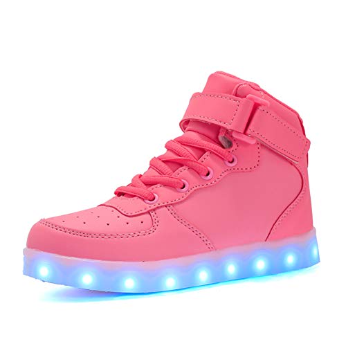 Kauson 7 Farben LED High-Top Schuhe USB Aufladen Leuchtschuhe Licht Blinkschuhe Leuchtende Sport Sneaker Light up Wasserdicht Laufschuhe Gymnastik Turnschuhe Damen Herren Unisex Kinder Shoes 25-46EU von Kauson