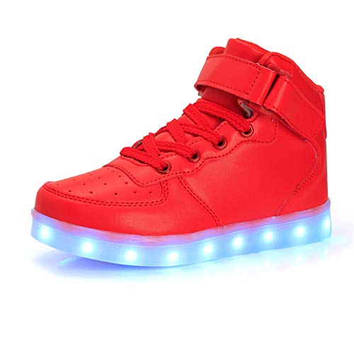 Kauson 7 Farben LED High-Top Schuhe USB Aufladen Leuchtschuhe Licht Blinkschuhe Leuchtende Sport Sneaker Light up Wasserdicht Laufschuhe Gymnastik Turnschuhe Damen Herren Unisex Kinder Shoes 25-46EU von Kauson