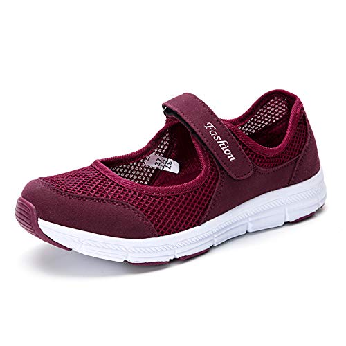 Kauson Damen Sneakers Schaukelschuhe Mesh Erhöhung Schuhe Weiche Bottom Rocking Schuhe Turnschuhe Freizeitschuhe Damenschuhe Sport Schuhe 35-59 Outdoor Walking Schuhe Sale Sommerschuhe Rot von Kauson