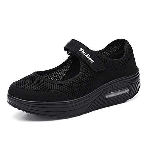 Kauson Damen Sneakers Schaukelschuhe Mesh Erhöhung Schuhe Weiche Bottom Rocking Schuhe Turnschuhe Freizeitschuhe Damenschuhe Sport Schuhe Outdoor Walking Schuhe Sale Sommerschuhe 35-42EU von Kauson