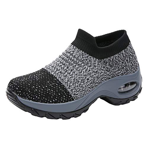 Kauson Damen Spitze Größe Sneakers Schaukelschuhe Mesh Erhöhung Schuhe Weiche Bottom Rocking Schuhe Turnschuhe Freizeitschuhe Damenschuhe Sport Schuhe 35-42 Outdoor Walking Schuhe Hoher Absatz von Kauson