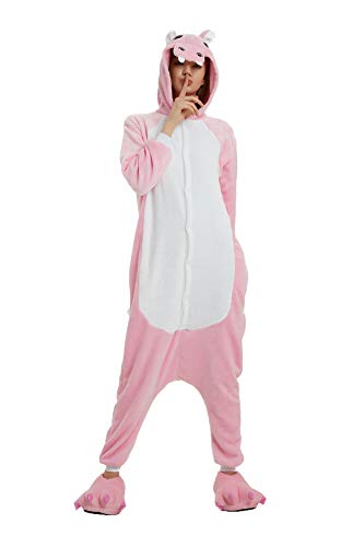 Kauson Unisex Elefant Pyjamas Onesie Karton Animal Cosplay Fasching Kostüm Warm Gefüttert Body Overall Tier Nachtwäsche Kigurumi Karneval Halloween Weihnachten Xmas Pyjamas Sleepwear von Kauson