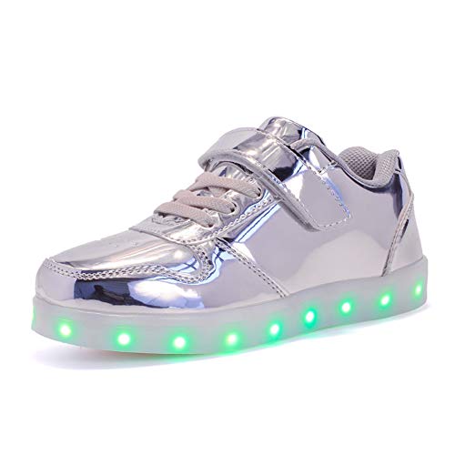 Kauson Unisex Kinder LED Schuhe 7 Farbe USB Aufladen LED Leuchtend Outdoor Sportschuhe Low Top Atmungsaktives Ultraleicht Wasserdicht Laufschuhe Gymnastik Turnschuhe Blinken Sneaker Für Jungen Mädchen von Kauson