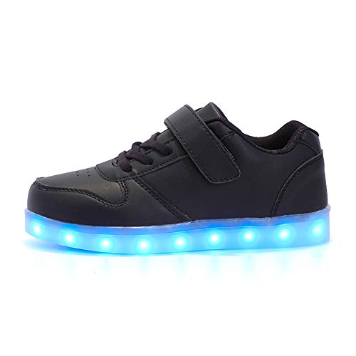 Kauson Unisex Kinder LED Schuhe 7 Farbe USB Aufladen LED Leuchtend Outdoor Sportschuhe Low Top Atmungsaktives Ultraleicht Wasserdicht Laufschuhe Gymnastik Turnschuhe Blinken Sneaker Für Jungen Mädchen von Kauson